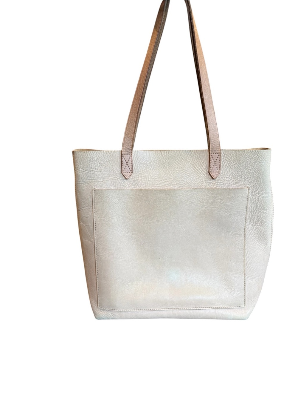 Madewell Cream Leather Tote with Tan Straps